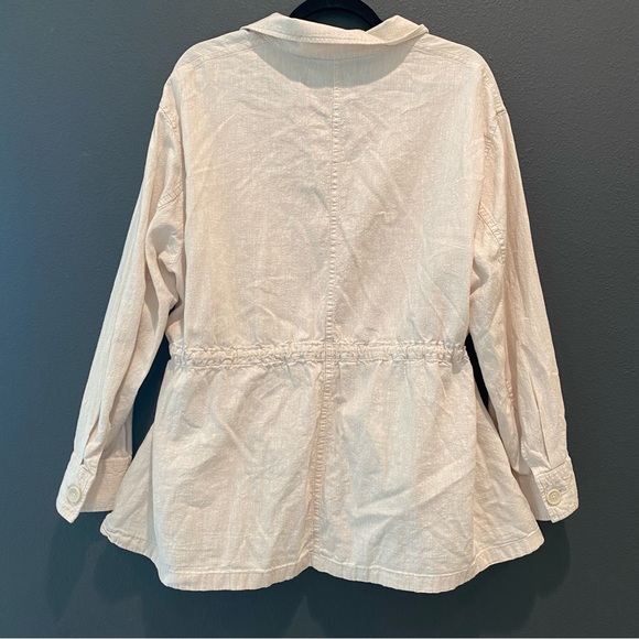 UNIQLO Jacket Shacket size XL cream beige linen cotton UNISEX - Picture 3 of 9